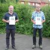 Erste Preise für Blumenschmuck gingen an Weickersgrüben und Seifriedsburg. Das Bild zeigt (von links) Landrätin Sabine Sitter, Detlev Fischer (Weickersgrüben), Erich Brandenstein (Seifriedsburg), MdL Thorsten Schwab als Vertreter des Bezirksverbandes Unterfranken.