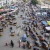 Übersichtsbild Hyderabad Innnenstadt. Aufgenommen von Charminar in der Innenstadt von Hyderabad Richtung Pathergatti Road. . Aufgenommen am 15.4.2015 in Sivananda Hyderabad.
