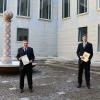 Amtsleiterwechsel beim Gewerbeaufsichtsamt Würzburg, von links nach rechts: Ministerialdirigentin Sabine Nießen vom Bayerischen Staatsministerium für Umwelt- und Verbraucherschutz, Dr. Günther Gaag, Dr. Matthias Zierhut und Regierungspräsident Dr. Eugen Ehmann.
