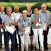 Für langjährige Mitgliedschaft geehrt: Eduard Gehring (15), Erhard Nikola (20), Paul Herbig (40), Lorenz Klein (25), Irmgard Rudloff (30), Elisabeth Hornich (15), Bärbel Goebel (20), Ehrenmitglied  Rudolf Wagenblaßt (25) und Vorsitzender Gerhard Stark.