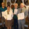 Bei der Jahresversammlung der Schützen wurden langjährige Mitglieder geehrt (von links) Harald Gans (Vorsitzender), Hans Pfreundschuh, Renate Wagner, Heinz Wagner, Günter Götzinger und Gerald Herdt (stellvertretender Vorsitzender)