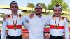 Holten Gold über 2000 Meter und Silber über 500 Meter im Junioren-Zweier ohne Steuermann (von links): Leonhard Elias, ihr Trainer Lennart Geerdes und David Loibl vom Akademischen Ruderclub Würzburg (ARCW) beim Baltic-Cup 2021 in Trakai, Litauen.