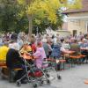 Hunderte Zuhörer ließen sich die Kirchweihpredigt vor dem Großlangheimer Kulturhaus nicht entgehen.