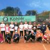 Siegerehrung der Endrunde mit Turnierleiterin Gabriele Kühlwein vom BTV (links im Bild) und Petra Köhler, Jugendwartin des TSV Karlstadt (rechts). 