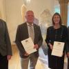Ehrungen im Gemeinderat Wülfershausen: Im Bild (von links) Bürgermeister Wolfgang Seifert, 2. Bürgermeister Wilhelm Irtel, Gemeinderätin Petra Seifert und Landrat Thomas Habermann.