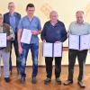 Der neue Vorstand und ein Geehrter des VdK-Ortsverbandes Wittighausen-Messelhausen (von links)  Ursula Scheuermann,  Reinhold Zipf, Bürgermeisterstellvertreter Harald Ebert, Andreas Zorn, Bernd Freitag, stellvertretender Vorsitzender Georg Rappert und Vertreter des Bezirksverbandes, Dieter Ilg.