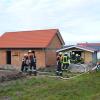 Ein Schwelbrand entstand in dieser Gartenhütte in Michelau.