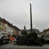 Am Donnerstag wurde der Baum auf dem Schweinfurter Marktplatz entastet, kleingemacht und abtransportiert.
