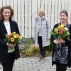 Amtsübergabe im SkF-Frauenhaus (vorne von links): Stefanie Beck und Franziska Boes; hinten: SkF-Geschäftsführer Wolfgang Meixner, Sigrid Maroske und Ruth Reinfurt vom Vorstand