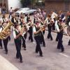 Ein Bild aus den Anfängen des Musikvereins, als man Mitte der 1970-er Jahre bei einem Festzug mit großer Beteiligung mitmarschierte. Links im Bild die Tuba, die sich der Verein 1974 für 3300 DM anschaffte.
