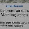 Die Redaktion hat ein Schreiben erreicht.