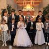 13  Kinder aus Haßfurt sind in einem Gottesdienst in der Pfarrkirche St. Kilian zum ersten Mal an den Tisch des Herrn getreten. Die Kommunionkinder sind vordere Reihe von links: Luise Maruschke, Daniel Feiler Garcia, Isabella Giessegi, Emil Pieroth, Fennja Bayer, Luis Wildenauer, Sabrina Dawit Tadesse; hintere Reihe von links: Linus Langguth, Gianluca Russo Mardero, Noel Ticholas, Felix Bayer, Julian Kaptili, Leonard Tak.