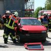 Fachgerechter Rettungseinsatz am Unfallfahrzeug: Die Freiwillige Feuerwehr Aub zeigte, wie es geht.