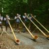 Eine runde Sache, Humor mit Weitblick und das Alphorn Quintett "Das Gääsbärch Echo" mit (von links): Fridolin Redelberger, Manfred Böhnel, Werner Böhnel, Stefan Hetzer und Roland Böhnel. Eine runde Sache, Humor mit Weitblick und das Alphorn Quintett "Das Gääsbärch Echo" mit (von links): Fridolin Redelberger, Manfred Böhnel, Werner Böhnel, Stefan Hetzer und Roland Böhnel.