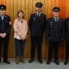 Das Foto zeigt (von links): Florian Kraus (Erster Kommandant), Benjamin Bauer, Cornelia Bald (Vertrauensleute), Marco Charné (Erster Vorstand), Nico Konrad (Zweiter Kommandant), Max Albert (Schriftführer), Edwin Kreps (Kassier).