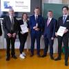 Bernd Hacker (Projktbetreuung Berufsschule)  Helmut Schwappacher (Schulleitung)  Marie Feustel (RV Haßberge, Finalteilnehmerin) Paul Frank (HVB, Sieger) Rainer Beck (HVB, Ausbilder)  Denis Waltrich (Targobank, Finalteilnehmer).