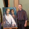 Stefan Andritschke (links) und Andreas Remshard (rechts) waren mit dem Bild "Tobias mit dem Engel" von Adolf Vogel bei der Sendung "Kunst und Krempel"  in Coburg im Schloss Ehrenburg.