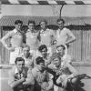 Ein undatiertes Foto zeigt eine der ersten Handballmannschaften des SV Michelfeld mit (hinten von links): Hans Dennerlein, Heinrich Nuß, Fritz Neubert und Heinrich Senft, (Mitte von links): Richard Holler, Otto Senft und Konrad Dennerlein und (vorne von links):  Richard Götz, Franz Wratil und Hans Neubert.