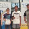 D2-Lehrgangsbeste (von links): Renate Haag, Kreisvorsitzende, Valentin Schlembach (Hohenroth), Celio Tchofo (Bad Neustadt), Bezirksvorsitzender Max Mages. Es fehlt Brigitte Bert (Bad Bocklet).