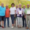 Das Bild zeigt (von links): Michael Geck (2. Vorstand Kreisverband), Lutz Saubert (Vorstand), Herbert Mend (Kassier), Rosi Bausewein (Vorstand), Armin Berthold (Vorstand), Marga Moll (20 Jahre), Manfred Schötz (Bürgermeister), Josef Radler (20 Jahre verspätet) und Lorenz Ruppenstein (Ehrenvorstand).
