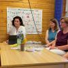 Abgeordnete Nina Warken (links), Dorothee Bär, Claudia Schmitt (Sprachförderkraft St. Venantius), Gudrun Stein (Leiterin Don Bosco), Andrea Kerekjarko (Leiterin St. Venantius) beim Austausch über den geplanten Förderstopp für Sprach-Kitas.