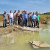 Auf einer Fläche von fast zwei Hektar  hat das Unternehmen Scheuermann bei Kirchheim gemeinsam mit dem Bund Naturschutz und der Unteren Naturschutzbehörde am Landratsamt Würzburg eine freiwillige Biotopentwicklung umgesetzt. Im Bild (von links) Karl Kemmer, Jäger, Harald Engbrecht, Bürgermeister Kleinrinderfeld, Stefan Sauer, Firma Scheuermann, Dieter Glos, Firma Scheuermann, Antje Boyks, Bund Naturschutz, Christian Stück, Bund Naturschutz, Philipp Scheuermann, Geschäftsführer, Peter Dürr, Jäger, Frank Teitscheid, Bund Naturschutz, Martin Scheuermann, Geschäftsführer, Björn Jungbauer, 1. Bürgermeister Kirchheim, Armin Amrehn, Kreisvorsitzender Bund Naturschutz
