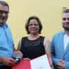 Wurde mit der Willy-Brandt-Medaille ausgezeichnet: Paul Hümmer (links) mit seiner Laudatorin, der SPD-Kreisvorsitzenden Johanna Bamberg-Reinwand, und seinem Nachfolger als Sander SPD-Chef, Sebastian Schnapp (rechts).