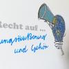 Emely, 9 Jahre: Das Recht auf Meinungsäußerung und Gehör ist im Gruppenraum abgebildet. Unsere Meinungen und Vorschläge werden angehört. Bei Abstimmungen können wir mitentscheiden.