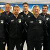 Der TSV Großbardorf in der Saison 2022/23 in der Zweiten Kegel-Bundesliga, Mitte, mit Trainer Axel Tüchert (von links), René Wagner, Andy Behr, Daniel Eberlein, Patrick Ortloff, Matthias Menninger, Michael Indiger, Torsten Frank und Holger Hubert.