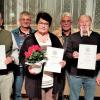 Im Bild vordere Reihe: Franz Kleinschnitz, Erika Hüpfer, Günter Kiesel, Landesvorstandsmitglied Georg Grembler. Hintere Reihe: Heinz Heck, Siegfried Wieland, Edwin Then.