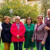 Der Dekanatsvorstand des Katholischen Seniorenforums im Bereich Kitzingen im Innenhof des Franziskanerklosters Dettelbach (von links): Vorsitzende Margit Pfaff, Christa Walter, Waltraud Heinemann, Ingeborg Opitz, Irene Stockmann und Dekanatsaltenseelsorger  Diakon Lorenz Kleinschnitz.