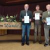 Auf dem Foto von links: Die Geehrten Rudolf Stenger, Thomas Bartel und Friedolin Englert mit Ruth Saßmann (Vorsitzende).