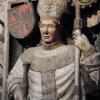 So wird Johann von Brunn (1411-1440) auf seinem Grabstein im Würzburger Dom dargestellt. 