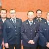 Auf dem Foto (von links): Vereinsvorsitzender Josef Issing, Kassier Josef Issing (Junior), 1. Kommandant Martin Mauer, sein stellvertretender Kommandant Felix Hauck, KBI Alexander Bönig und Bürgermeister Herbert Fröhlich.