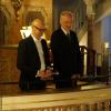 Kirchenmusikdirektor Reinhold Schelter aus Wunsiedel und der Trompeter Dr. Dieter Lederer spielen am Lichtmesstag in der Marienkirche in Königsberg.