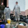 Ehrenamtliche des Naturparkvereins und der BN-Ortsgruppe Gemünden/Sinntal nach ihrem Arbeitseinsatz in der Kirche Burgsinn (von links): Michael Ullrich,        Joachim Schecher, Karl Seufert, Katharina Ruppert und Oliver Kaiser.