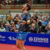 Filip Zeljko brüllt nach seinen beiden Einzelsiegen gegen den TTC Neu-Ulm seine Freude heraus.