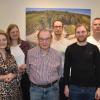 Weinprinzessin Linda Keller (von links) gratuliert den Vereinsjubilaren des Weinbauvereins Ramsthal Karin Keller, Winfried Günder, Alexander Unsleber, der wiedergewählte Vorsitzende Lorenz Neder und Thomas Becker