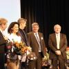 Viel Lob gab es von den Festrednern Staatsministerin Michaela Kaniber und Ministerpräsident Markus Söder für die Ländliche Entwicklung, was die drei fränkischen Amtsleiter Jürgen Eisentraut, Wolfgang Neukirchner und Lothar Winkler (von links) natürlich freute. Rechts im Bild Jürgen Gläser, der den Festakt moderierte.