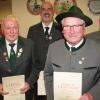 Ehrung bei den Obernbreiter Schützen mit Gauschützenmeister Achim Krämer (von links), Helmut Schmitt (60 Jahre), Boris Gerlach 40 Jahre), Martin Finger (60 Jahre) und Schützenmeister Rainer Bauer.