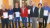 Die geehrten Mitglieder des Obst- und Gartenbauverein Röthlein: Reinhold Fritz, Hermann Schreiber, Hubert Götz, 1. Vorsitzender Herbert Knaup, Hans Gerhard Braun, 2. Vorsitzender Georg Ziegler, Geschäftsführerin Christine Bender und Edgar Engelbrecht.
