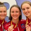 Die Tauberbischofsheimer Florett-Fechterinnen holten Gold bei der Deutschen Meisterschaft (von links Leonie Ebert, Anne Kirsch und Pia Ueltgesforth. Es fehlt Aliya Dhuique-Hein.