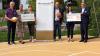 Auf dem neuen Basketballplatz (von links): Christian Schäflein (Dipl.-Sozialpädagoge KJPP), Marianne Lüddeckens (Leitung Projekte Sternstunden), Helene Rech (Oberärztin KJPP), Stefan Stapf (Vorsitzender Förderverein Leopoldina) Carolin Glöckle (Geschäftsführerin Firma Glöckle) und Jürgen Winter (Geschäftsführer Leopoldina-Krankenhaus).