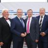 13. SHK-Kongress im Congress Centrum Würzburg (von links): . Wolfgang Schwarz (Hauptgeschäftsführer Fachverband SHK Bayern), Stadtrat Josef Hofmann, Jörg Dittrich (Präsident des Zentralverbandes des dt. Handwerks), Michael Bissert (Präsident der HWK für Unterfranken), Landesinnungsmeister Erich Schulz und SHK-Obermeister Werner Rath. 