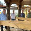 Auf Höhe der Kugel (von links): Wolfgang Lampe, Jürgen Hofmann, Friedrich Müller und Karlheinz Liebberger. Auf Höhe der Kugel (von links): Wolfgang Lampe, Jürgen Hofmann, Friedrich Müller und Karlheinz Liebberger.
