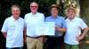 Bei der Spendenübergabe (von links): Winfried Zeck (Kassier Nationalpark Steigerwald), Liebhard Löffler (Vorsitzender Nationalpark Steigerwald), Klaus Wenger (Vorstand Würzburger Umwelt- und Naturstiftung, Florian Tully (Zweiter Vorsitzender Nationalpark Steigerwald)