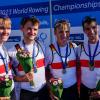 Silbermedaillen-Gewinner in Serbien: Der deutsche Leichtgewichts-Doppelvierer mit (von links) Max Von Bülow, Simon Klüter sowie den Würzburgern Fabio Kress und Joachim Agne wurde Vizeweltmeister.