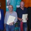 Gerhard Welzenbach und Christian Inderwies erhielten die in Unterfranken erstmals vergebene weißgoldene Verdienstspange "40" aus den Händen des Bezirksvorsitzenden Eugen Ehmann und des Ehrenvorsitzenden Paul Beinhofer.