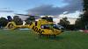 Der Rettungshubschrauber landete am Prichsenstadter Sportplatz und brachte den Schwerverletzten in die Klinik.
