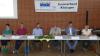 Beim 18. Kitzinger Sozialforum diskutierten (von links) Katharina Müller von der Kitzinger Tafel, Gerald Möhrlein von der Arbeiterwohlfahrt AWO, Moderator Jürgen Gläser, Referent Gerhard Trabert, VdK-Bezirksgeschäftsführer Carsten Vetter und Helmtraut Hartmann von der Diakonie Schweinfurt zusammen.